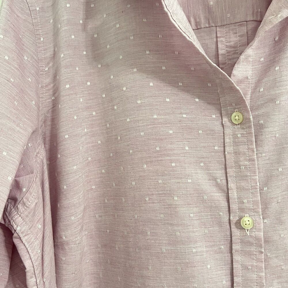 Talbots‎ Button Up Shirt Size 1X Pink Rolled Tab Sleeve Square Pattern Business - Picture 3 of 7